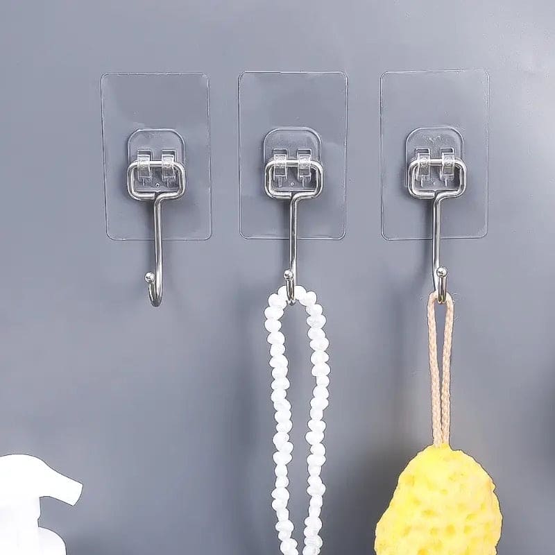 Set of 10 Rotatable Sticky Hanger, Transparent Wall Hooks, Strong Self Adhesive Anti-slip Hook, Punch Free No Trace Storage Hangers For Home Kitchen Bathroom, Multipurpose Wall Hanger, Load Bearing Sticky Hooks