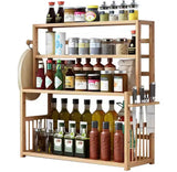 Multi Tier Wooden Bookshelf Organizer, Multifunctional Kitchen Storage Rack, Desktop Sundries Stationery Organizer