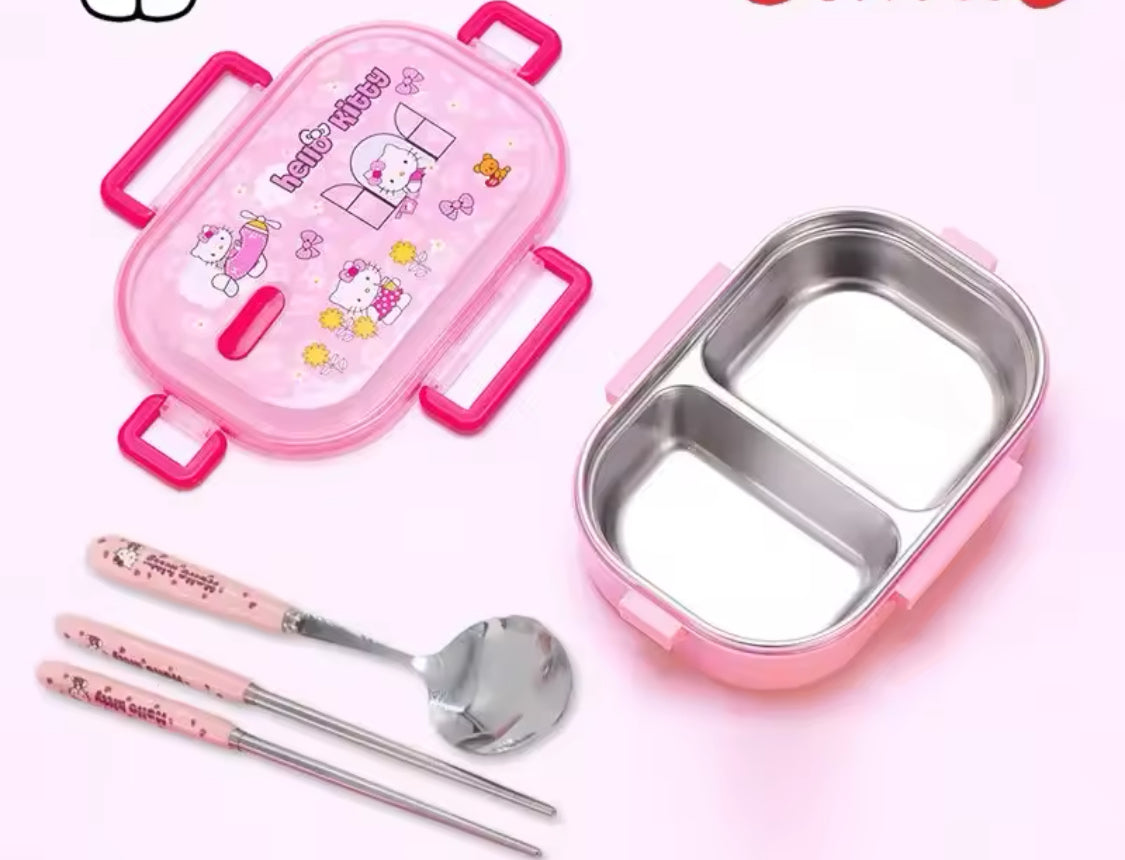 Hello Kitty Stainless Steel Lunch Box, Kawaii Anime Portable Girl  Bento Box, Cute Kids Food Picnic Box