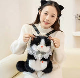Cute Cat Plush Stuffed Backpack,     Kawaii Cat Backpack Carrier, Fluffy Cat Doll Backpack, Adorable Cat Shoulder Backpack