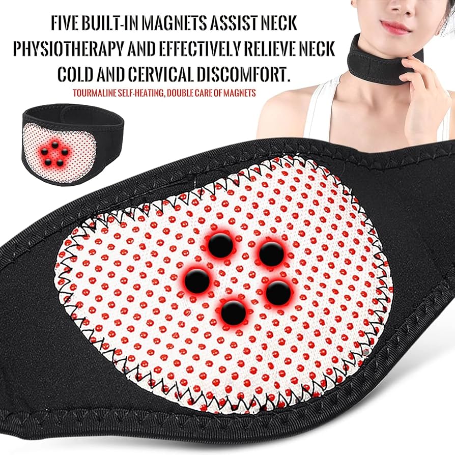 Magnetic Neck Brace, Soft Neck Brace with 5 Magnets, Adjustable Self Heating Neck Support for Neck Pain Relief, Cervical Neck Care Collar