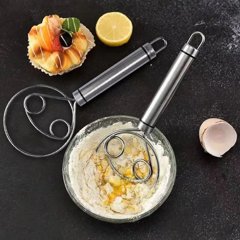 Flour Mixer, Manual Non Stick Cream Beater, Danish Bread Dough Hand Mixer, Dough Whisk Mixer, Kitchen Baking Blender Tool, Durable Handheld Food Blender For Cooking