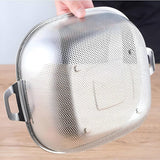 Square Shape Stainless Steel Strainer With Handle, Vegetable and Fruit Washing Strainer, Vegetable Strainer Bowl, Kitchen Steel Mesh Strainer Colander
