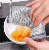 Steel Wire Dishwashing Cloth, Rust Removal Scouring Pad, Double Side Steel Wire Washing Brush, Multipurpose Steel Wool Rag, Reusable Steel Wool Dishcloth, Silver Wire Wipes Dish Towel, Non Scratch Wire Dishcloth