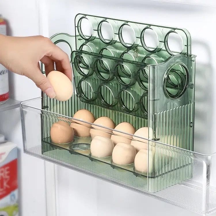 Acrylic Egg Organizer, 30 Grids Egg Storage Box, Egg Fresh Keeping Case, Multi Layer Egg Tray Organizer, Creative Flip Egg Box,  3 Layer Flip Fridge Egg Tray Container, Kitchen Countertop Fresh Egg Storage Container, Folding Egg Tray