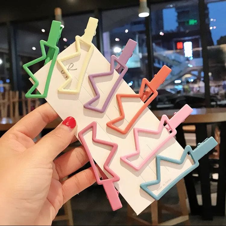 Set Of 7 Colorful Hair Clips, Kid Cute Colorful Hairpin, Droplets Children Hairs BB Clip Hairpin, Cute Women's Frosted Hair Clip, Hollow Geometric Fluffy Hair Clip