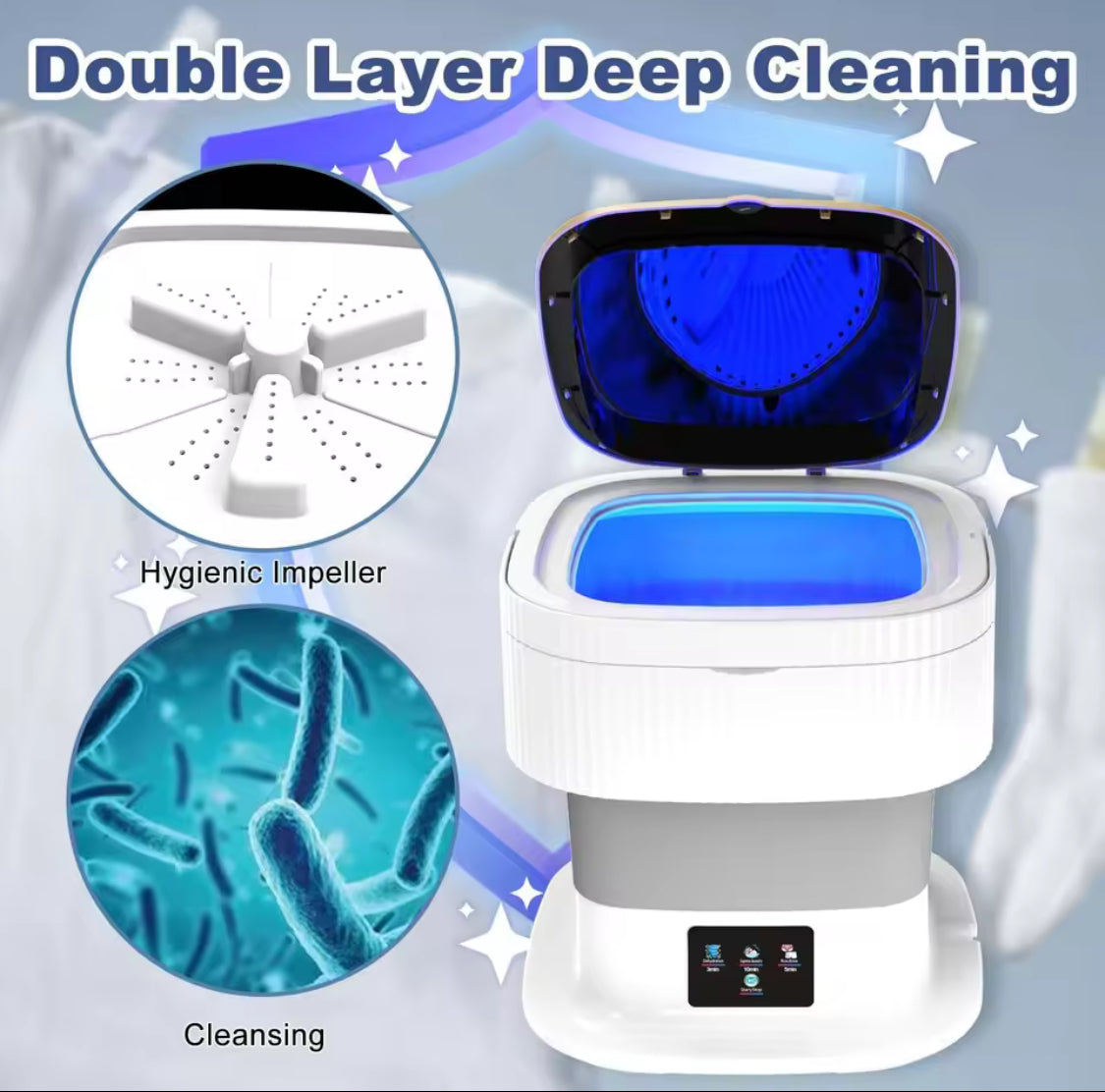11L Collapsible Portable Washing Machine, Bucket Type Laundry Clothes Washer, Portable Turbo Washer For Travel, Lightweight Collapsible Bucket Washing Machine