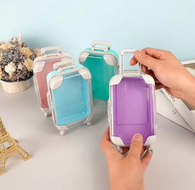 Mini Suitcase Trolley Storage Organizer Case, Tiny Suitcase Trolley Storage Case, Makeup Carrying Toiletry Suitcase Box
