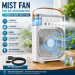 Portable Air Cooler Desk Fan with Water Spray – USB Mini Air Conditioner