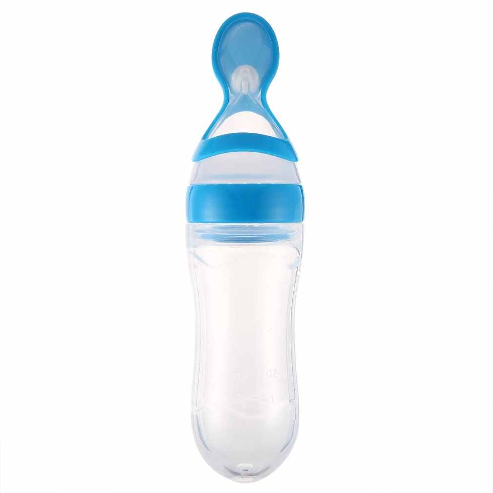 Baby Squeezing Feeding Spoon, Silicone Feeding Bottle Training Spoon, Infant Cereal Food Spoon Infant Cereal Supplement
