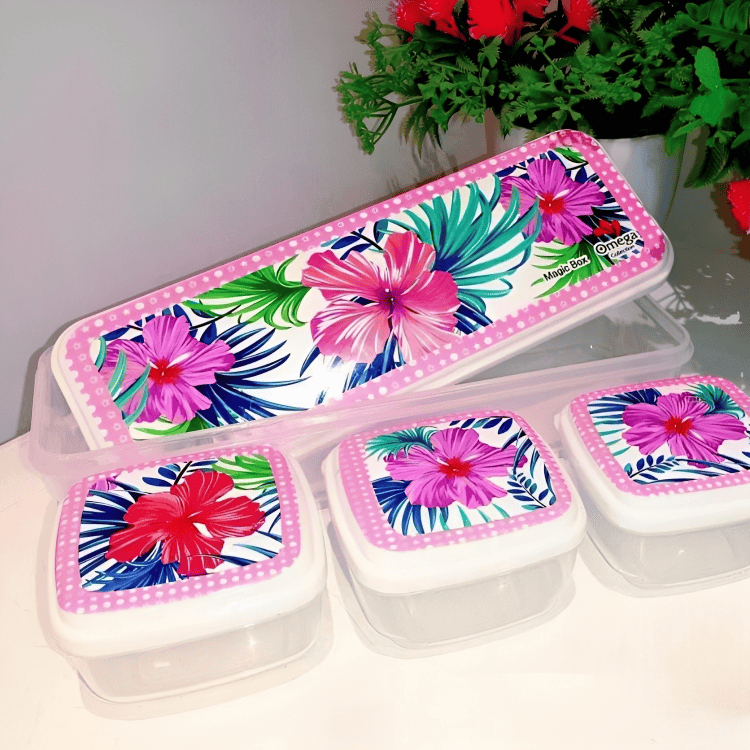 Set Of 4 Magic Fridge Box, Food Storage Container with Lid for Refrigerator, Multipurpose Food Fridge Keeper, Food Storage Box