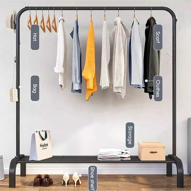Amazing Iron Coat Rack Clothes Hanger, Floor Stand Drying Rack, Simple Clothes Storage Shelf