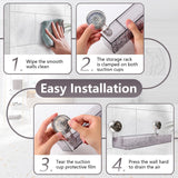 Transparent Suction Cup Bathroom Storage Shelf with Hanging Hooks – No Drill Wall Mounted Organizer Rack