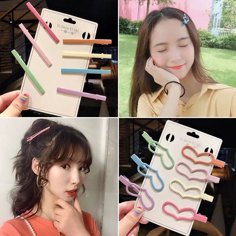 Set Of 7 Colorful Hair Clips, Kid Cute Colorful Hairpin, Droplets Children Hairs BB Clip Hairpin, Cute Women's Frosted Hair Clip, Hollow Geometric Fluffy Hair Clip