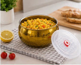 Stainless Steel Serving Bowl with Vacuum Lid, Insulated Steel Food Storage Bowl, Salad Mixing Bowl Set, Food Cooking Bowl Set