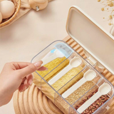 4 In 1 Multi Compartment Seasoning Organizer, Nordic 4 Grid Spice Jar, Multi Grid Salt Seasoning Spice Container, Household Kitchen Condiment Jar