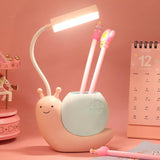 Cute Snail LED Desk Lamp with Pen Holder, Adjustable Study & Reading Light for Kids, Multifunctional Snail Desk Lamp, Decorative Snail Study Light