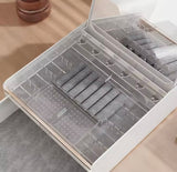 Multi Compartment Jewelry Storage Box with Mirror, Vanity Jewelry Organizer with Drawer & Mirror, Double Layer Jewelry Storage Box