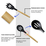 12 Pcs Silicone Kitchen Utensil Set – Heat Resistant Non‑Stick Cooking Tools with Wooden Handles