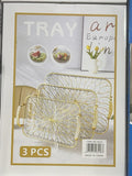 Elegant 3 Piece Serving Tray Set, Dinnerware Serving Tray, Set Of 3 Glass Tray Set