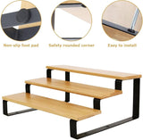 3 Step Bamboo Seasoning Organizer Shelf, Spice Storage Holder, Wooden Display Spice Rack Stand, Kitchen Gadgets