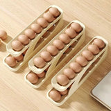 Automatic Scrolling Egg Rack, Refrigerator Egg Dispenser For Kitchen, Double Layer Egg Dispenser, Roll Down Counter Top Egg Holder, Smart Rolling Egg Storage Tray