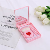Mini Heart Makeup Brush Set, Portable Makeup Mirror with 5 Pcs Makeup Brushes, Hand Hold Pocket Foldable Beauty Makeup Tools Set, Portable Makeup Brush Box With Mirror