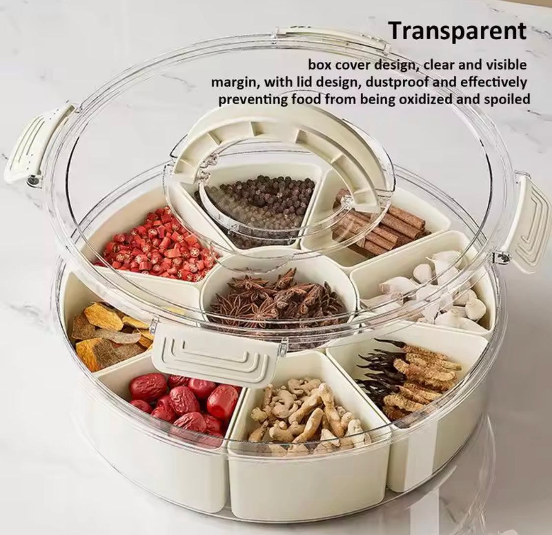Multi Grids Seasoning Storage Box, Transparent Divided Serving Tray With Lid, Fruits Nuts Candy Spice Storage Box, Snack Container