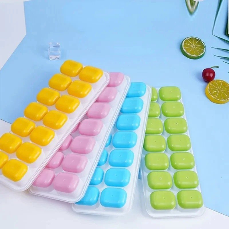14 Grid Silicone Ice Cube Tray With Lid