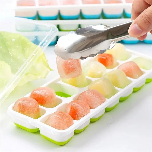 14 Grid Silicone Ice Cube Tray With Lid