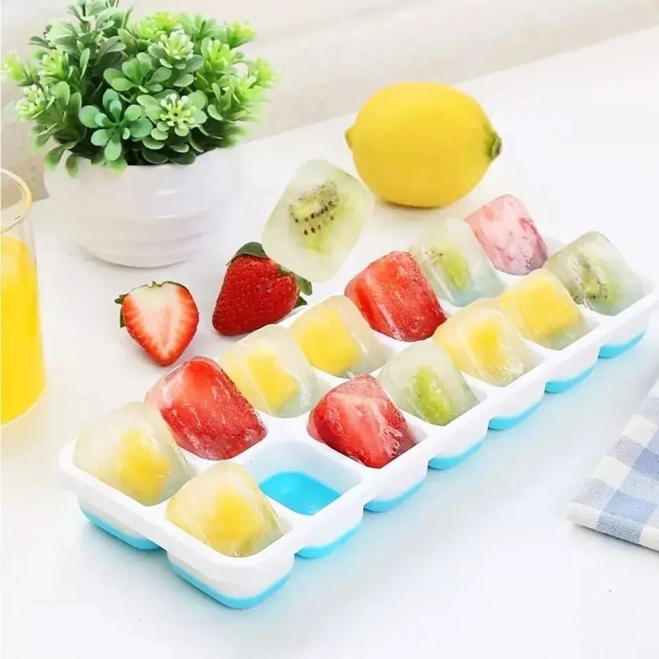 14 Grid Silicone Ice Cube Tray With Lid