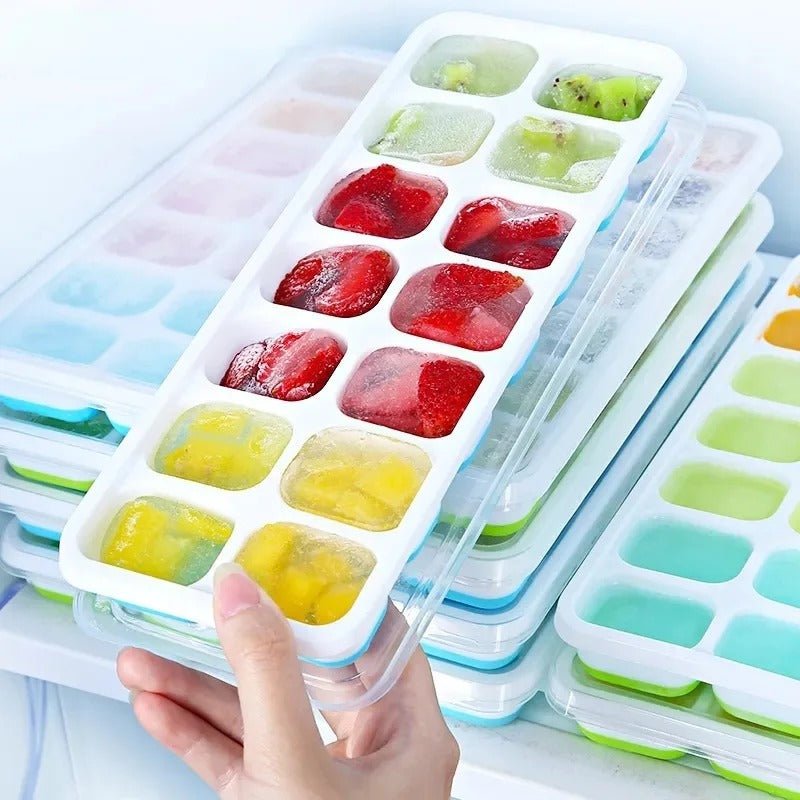 14 Grid Silicone Ice Cube Tray With Lid