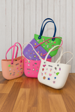Crocs Sand Bag For Beach, Vacation Themed Bag For Travelling, Tote Handbag With Charms