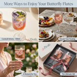 Elegance in Every Sip – Pink Butterfly Flute Glass