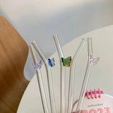 Set of 4 Cocktail Glass Straw, Heat Resistant Butterfly Straw, High Borosilicate Glass Straws Set