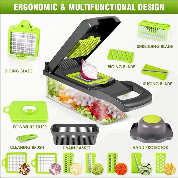 16 in 1 Vegetable Cutter – Multi‑Function Kitchen Chopper with Storage Box