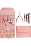 16-Piece Manicure & Pedicure Nail Kit | Professional Grooming Set with Leather Case | Nail Clippers, Cuticle Tools & More