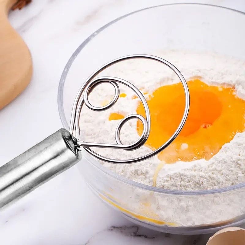 Flour Mixer, Manual Non Stick Cream Beater, Danish Bread Dough Hand Mixer, Dough Whisk Mixer, Kitchen Baking Blender Tool, Durable Handheld Food Blender For Cooking