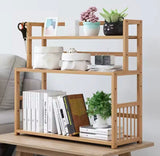 Multi Tier Wooden Bookshelf Organizer, Multifunctional Kitchen Storage Rack, Desktop Sundries Stationery Organizer