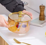 Bear Glass Cooking Pot, Large Capacity High Borosilicate Glass Clear Cooking Pot, Heat Resistant Sauce Pan
