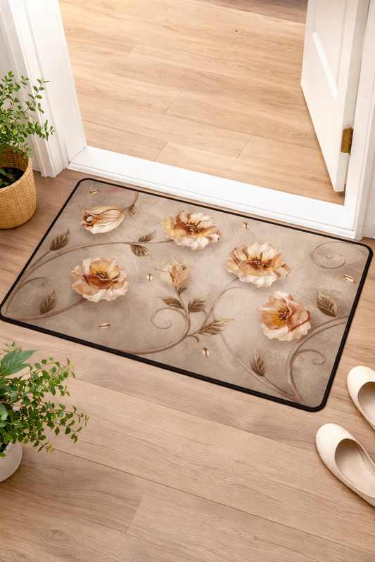 2PC Anti‑Slip Flower Design Bathroom Mat – Fast‑Drying, Water‑Absorbent Floor Mat