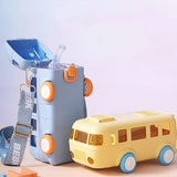 Bus Shape Water Bottle for Kids 500ML – Leakproof Straw Bottle with Carry Strap