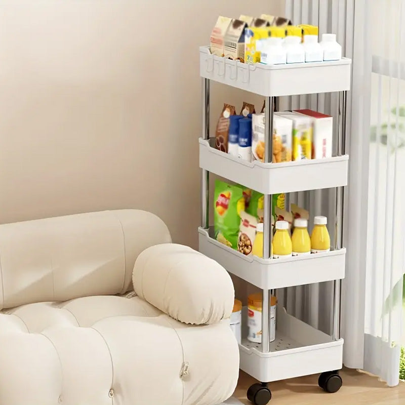 Multi-Layer Storage Organizer Rack – 2/3/4 Tier Rolling Cart for Kitchen, Bathroom & Home
