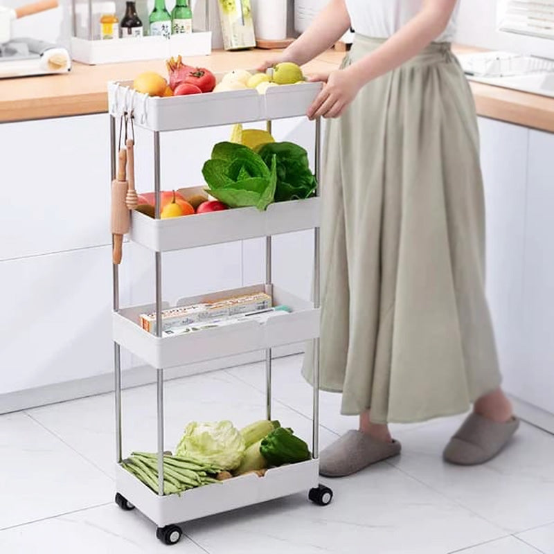 Multi-Layer Storage Organizer Rack – 2/3/4 Tier Rolling Cart for Kitchen, Bathroom & Home