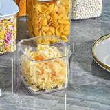 Marble Transparent Storage Jar, Kitchen Square Jar with Lid, Multigrain Tank Container for Cereal, Stackable Kitchen Bulk Sealed Cans, Airtight (500ml, 600ml, 800ml, 1200ml) Food Organizer