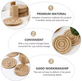 7Pcs Bamboo Coasters, Household Drink Cup Pads Protection, Tea Cup Table Holder