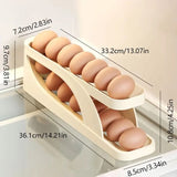 Automatic Scrolling Egg Rack, Refrigerator Egg Dispenser For Kitchen, Double Layer Egg Dispenser, Roll Down Counter Top Egg Holder, Smart Rolling Egg Storage Tray