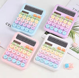 Big Buttons Large LCD Display Calculators, Cute 12 Digits Mechanical Switch Calculator, Kids LCD Display Calculator