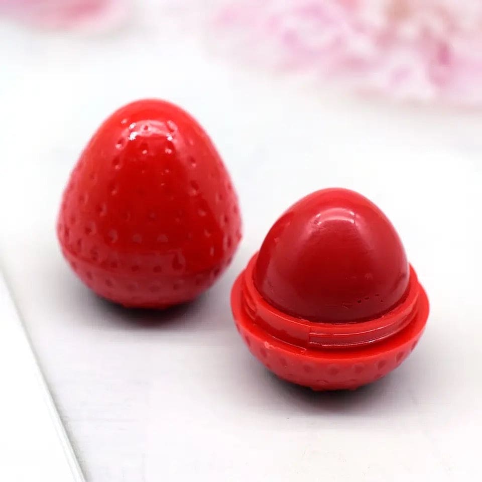 Strawberry Lip Balm, Cute Moisturizer Makeup Lip Balm, Natural Cosmetic Lip Gloss