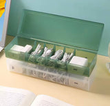 Multi Compartment Data Cable Storage Box, Transparent Data Cable Organizer With Lid, Dustproof Desktop Organizer For Office Home